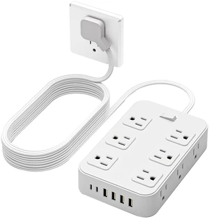 Flat Plug Power Strip Surge Protector with 12 AC Outlets 6 USB Ports 3 Side Multi Plug Outlet Extender 5 Ft Extension Cord for Home Office Kitchen Dorm Wall Desk Charging Station ETL Listed Flat Plug Power Strip Surge Protector with 12 AC Outlets 6 USB Ports 3 Side Multi Plug Outlet Extender 5 Ft Extension Cord for Home Office Kitchen Dorm Wall Desk Charging Station ETL Listed