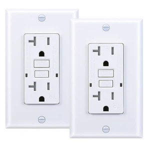 GFCI Outlet, Tamper-Resistant GFI Receptacle with LED Indicator, Self-Test Ground Fault Circuit Interrupter, Decorator Wall Plates and Screws Included, UL Listed, White (White, 20A 2 Pack) GFCI Outlet, Tamper-Resistant GFI Receptacle with LED Indicator, Self-Test Ground Fault Circuit Interrupter, Decorator Wall Plates and Screws Included, UL Listed, White (White, 20A 2 Pack)