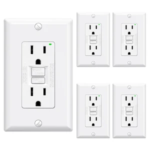 GFCI Outlet 15 Amp, Self-Test GFI Electrical Outlet with Narrow Design, GFCI Receptacle with LED Indicator, UL Listed, White, Wall Plate Included, 5 Pack GFCI Outlet 15 Amp, Self-Test GFI Electrical Outlet with Narrow Design, GFCI Receptacle with LED Indicator, UL Listed, White, Wall Plate Included, 5 Pack