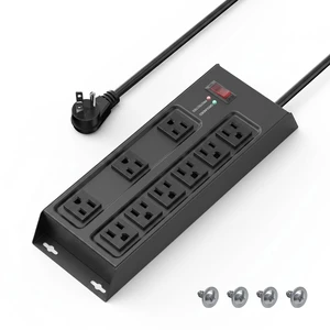 Metal Power Strip Surge Protector, 9 Outlets Heavy Duty Power Strip 6 FT | Wall Mount Power Strip with Flat Plug2100J Surge Protection,15A 125V 1875W14AWG Extension Cord for Garage Workshop (Black) Metal Power Strip Surge Protector, 9 Outlets Heavy Duty Power Strip 6 FT | Wall Mount Power Strip with Flat Plug2100J Surge Protection,15A 125V 1875W14AWG Extension Cord for Garage Workshop (Black)
