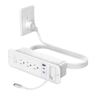 Recessed Power Strip,Retractable USB C Cable,65W USB C,White,6FT | Flush Mount Countertop Drawer Outlet, Furniture Hidden Outlet for Side Table,End Table,3 Outlets Recessed Power Strip,Retractable USB C Cable,65W USB C,White,6FT | Flush Mount Countertop Drawer Outlet, Furniture Hidden Outlet for Side Table,End Table,3 Outlets