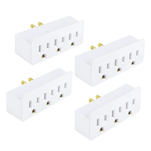 3 Outlet Adapter Extender, 3 Way Grounded Plug Splitter, 1 to 3 Plug outlet splitter, White, 4PACK 3 Outlet Adapter Extender, 3 Way Grounded Plug Splitter, 1 to 3 Plug outlet splitter, White, 4PACK