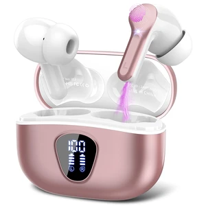 Wireless Earbuds, Bluetooth 5.3 Headphones HiFi Stereo, Bluetooth Earbuds | With ENC Noise Cancelling Mic, IPX7 Waterproof in Ear Earphones, 45H, LED Display Ear buds for Pad Workout Sports, Rose Gold Wireless Earbuds, Bluetooth 5.3 Headphones HiFi Stereo, Bluetooth Earbuds | With ENC Noise Cancelling Mic, IPX7 Waterproof in Ear Earphones, 45H, LED Display Ear buds for Pad Workout Sports, Rose Gold