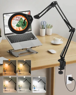 Real Glass Magnifying Lamp, 10X/5X, 10 Brightness, LED, Long Arm, Orange | Ultra Long Swing Arm, 5 Colors & 10 Brightness Real Glass Magnifying Lamp, 10X/5X, 10 Brightness, LED, Long Arm, Orange | Ultra Long Swing Arm, 5 Colors & 10 Brightness