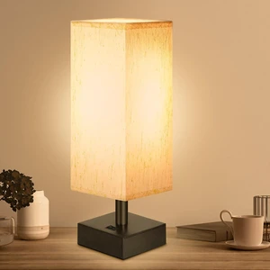 Small Lamp for Bedroom, Bedside Lamps for Night Stands, Mini Minimalist Table Lamp With Square Flaxen Fabric Shade, 11 Inch Desk Reading Lamp for Dorm Living Room Office, 1 Pack Small Lamp for Bedroom, Bedside Lamps for Night Stands, Mini Minimalist Table Lamp With Square Flaxen Fabric Shade, 11 Inch Desk Reading Lamp for Dorm Living Room Office, 1 Pack