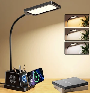 LED Desk Lamps for Home Office with Storage,15W Fast Wireless Charger | Black Desk Light for Bedroom Night Stand Table, 3 Color Modes 4 Brightness Leves CRI 95, 800 LM Small Desk Lamp for Dorm Room LED Desk Lamps for Home Office with Storage,15W Fast Wireless Charger | Black Desk Light for Bedroom Night Stand Table, 3 Color Modes 4 Brightness Leves CRI 95, 800 LM Small Desk Lamp for Dorm Room