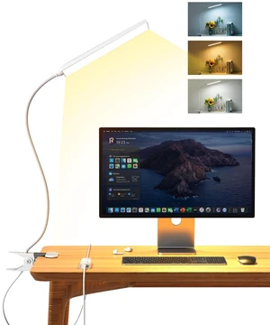 Eye-Caring Adjustable LED Reading Clamp Desk Lamp with 48 LEDs Flexible Neck, 3 Color Modes & 11 Brightness Levels for Office Bedroom Study (White) Eye-Caring Adjustable LED Reading Clamp Desk Lamp with 48 LEDs Flexible Neck, 3 Color Modes & 11 Brightness Levels for Office Bedroom Study (White)