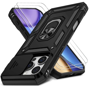 Case for iPhone 16 Pro with Slide Camera Cover+Screen Protector(2 Packs), Military Grade Shockproof Protective Cover, Rotated Ring Kickstand (B - Black, 16 Pro (6.3")) Case for iPhone 16 Pro with Slide Camera Cover+Screen Protector(2 Packs), Military Grade Shockproof Protective Cover, Rotated Ring Kickstand (B - Black, 16 Pro (6.3"))