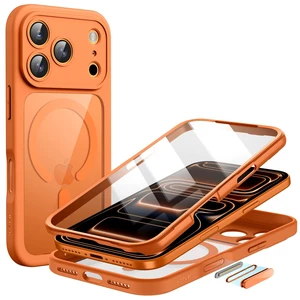Case for iPhone 17 Pro Max, 360° Protection, Orange | Compatible with MagSafe, Built-in Tempered Glass Screen Protector, Camera Control Button Case for iPhone 17 Pro Max, 360° Protection, Orange | Compatible with MagSafe, Built-in Tempered Glass Screen Protector, Camera Control Button