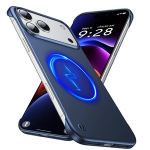 Magnetic Frosted Frameless Case for iPhone 17 Pro Max, Navy Blue | Compatible with MagSafe, Metallic Finish, Hard PC Cover, Ultra Thin Lightweight Minimalist Borderless, Slim Fit, 6.9-Inch Magnetic Frosted Frameless Case for iPhone 17 Pro Max, Navy Blue | Compatible with MagSafe, Metallic Finish, Hard PC Cover, Ultra Thin Lightweight Minimalist Borderless, Slim Fit, 6.9-Inch