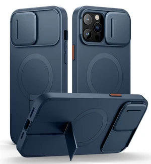 for iPhone 13 Pro Max/12 Pro Max Case with Magnetic Camera Slide Cover and Adjustable Kickstand, Compatible with MagSafe, Shockproof Bumper Case Slim Protective Cover 6.7 Inch, Blue for iPhone 13 Pro Max/12 Pro Max Case with Magnetic Camera Slide Cover and Adjustable Kickstand, Compatible with MagSafe, Shockproof Bumper Case Slim Protective Cover 6.7 Inch, Blue