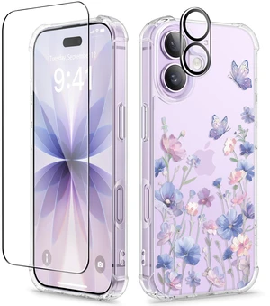 for iPhone 17 Case Floral Clear Slim Women | Non-Yellowing, Screen Protector+Full Camera Protection, Shockproof Protective Case for iPhone 17 6.3", Bloomwing/Blue for iPhone 17 Case Floral Clear Slim Women | Non-Yellowing, Screen Protector+Full Camera Protection, Shockproof Protective Case for iPhone 17 6.3", Bloomwing/Blue