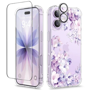 for iPhone 17 Case Floral Clear Slim Women | Non-Yellowing, Screen Protector+Full Camera Protection, Shockproof Protective Case for iPhone 17 6.3", Foliolosa/Purple for iPhone 17 Case Floral Clear Slim Women | Non-Yellowing, Screen Protector+Full Camera Protection, Shockproof Protective Case for iPhone 17 6.3", Foliolosa/Purple