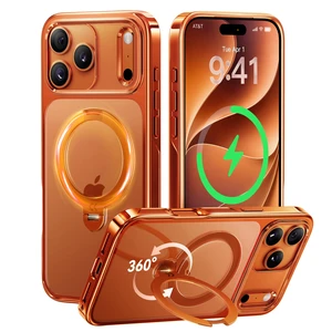 Glossy Orange 360 Spin Magnetic Stand for iPhone 17 Pro Max Case | Fit for MagSafe, 17FT Military Protection, Slim Hand-Polished Frame Titanium Alloy Sturdy Stand 6.9", Glossy Cosmic Orange Glossy Orange 360 Spin Magnetic Stand for iPhone 17 Pro Max Case | Fit for MagSafe, 17FT Military Protection, Slim Hand-Polished Frame Titanium Alloy Sturdy Stand 6.9", Glossy Cosmic Orange