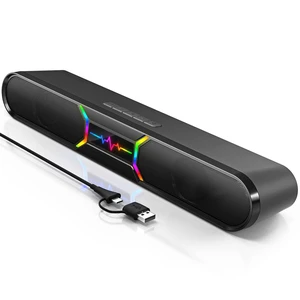 Computer Speakers for Desktop PC, 10W Bluetooth PC Soundbar with Dual Bass Reflex, USB-C/USB-A Audio Powered, 6-Mode RGB Gaming Speaker for Monitor, Laptop and Desktop Computer Speakers for Desktop PC, 10W Bluetooth PC Soundbar with Dual Bass Reflex, USB-C/USB-A Audio Powered, 6-Mode RGB Gaming Speaker for Monitor, Laptop and Desktop