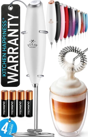 Powerful Milk Frother Wand With Duracell Batteries - Ultra Fast Handheld Drink Mixer - Electric Whisk Foam Maker for Coffee, Lattes, Cappuccino & Matcha - Z1 Motor - Blizzard White Powerful Milk Frother Wand With Duracell Batteries - Ultra Fast Handheld Drink Mixer - Electric Whisk Foam Maker for Coffee, Lattes, Cappuccino & Matcha - Z1 Motor - Blizzard White