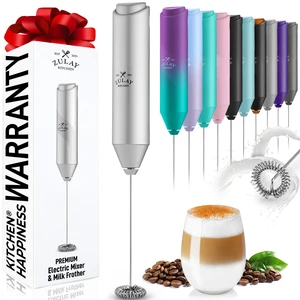 Powerful Milk Frother Wand - Handheld Stainless Steel - Battery Operated Drink Mixer for Coffee, Lattes, Cappuccino, Matcha - Froth Mate Frother Gift - Clear Silver Powerful Milk Frother Wand - Handheld Stainless Steel - Battery Operated Drink Mixer for Coffee, Lattes, Cappuccino, Matcha - Froth Mate Frother Gift - Clear Silver
