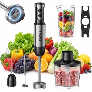 Immersion Blender Handheld 1200W, 20-speeds, 5-in-1 Handheld Mixer | Mining Beaker,Chopper,Whisk, Frother and Stick Blender Suitable for Kitchen, Protein Shakes and Baby Food - Silver Immersion Blender Handheld 1200W, 20-speeds, 5-in-1 Handheld Mixer | Mining Beaker,Chopper,Whisk, Frother and Stick Blender Suitable for Kitchen, Protein Shakes and Baby Food - Silver