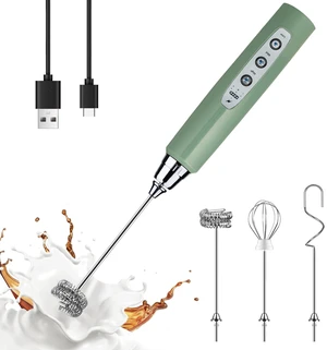 Handheld Milk Frother Wand for Coffee, Rechargeable Electric Whisk | Drink Mixer Wand Coffee Frother Handheld With 3 Heads 3 Speeds For Latte, Cappuccino, Hot Chocolate, Egg, No Stand, Granite Handheld Milk Frother Wand for Coffee, Rechargeable Electric Whisk | Drink Mixer Wand Coffee Frother Handheld With 3 Heads 3 Speeds For Latte, Cappuccino, Hot Chocolate, Egg, No Stand, Granite
