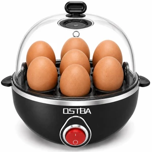 Electric Egg Cooker, 7-Egg Boiler for Hard Boiled Eggs, Black | Soft, medium or hard-boiled eggs, one-button cooking, auto shut-off, measuring cup with piercing pin Electric Egg Cooker, 7-Egg Boiler for Hard Boiled Eggs, Black | Soft, medium or hard-boiled eggs, one-button cooking, auto shut-off, measuring cup with piercing pin