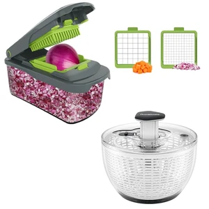 Vegetable Chopper Onion Cutter with Container Multifunctional Food Chopper with 2 Blades, Salad Spinner Lettuce Dryer, One-handed Easy Press Large Vegetable Dryer Salad Mixer Vegetable Chopper Onion Cutter with Container Multifunctional Food Chopper with 2 Blades, Salad Spinner Lettuce Dryer, One-handed Easy Press Large Vegetable Dryer Salad Mixer