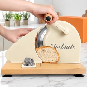 Manual Bread Slicer for Sourdough Homemade Adjustable Thickness | Hand Crank Bread Cutter With Scale Line & Suction Cups & Solid Wood Base & Sharp Serrated Blade, Evenly slices artisan loaves Manual Bread Slicer for Sourdough Homemade Adjustable Thickness | Hand Crank Bread Cutter With Scale Line & Suction Cups & Solid Wood Base & Sharp Serrated Blade, Evenly slices artisan loaves