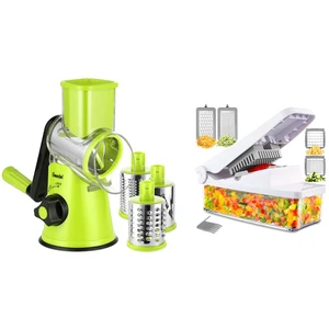 Rotary Cheese Grater, Kitchen Mandoline Vegetable Slicer with 3 Interchangeable Blades, Easy to Clean Grater and Vegetable Chopper, Onion Chopper Pro Food Chopper, Kitchen Slicer Rotary Cheese Grater, Kitchen Mandoline Vegetable Slicer with 3 Interchangeable Blades, Easy to Clean Grater and Vegetable Chopper, Onion Chopper Pro Food Chopper, Kitchen Slicer