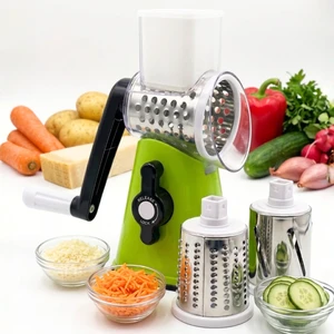 Rotary Cheese Grater with Handle Manual Vegetable Slicer & Round Shredder 3 Interchangeable Stainless Steel Blades for Cheese, Nuts, Chocolate Strong Suction Base Kitchen Mandoline Rotary Cheese Grater with Handle Manual Vegetable Slicer & Round Shredder 3 Interchangeable Stainless Steel Blades for Cheese, Nuts, Chocolate Strong Suction Base Kitchen Mandoline