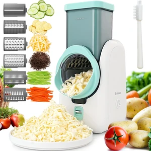 Rotary Automatic Cheese Grater Slicer 6 Stainless Steel Blades | One-Touch Control Shred Cheese Slice Veggies & Grind Nuts, Practical Kitchen Cooking Gadget - White Rotary Automatic Cheese Grater Slicer 6 Stainless Steel Blades | One-Touch Control Shred Cheese Slice Veggies & Grind Nuts, Practical Kitchen Cooking Gadget - White