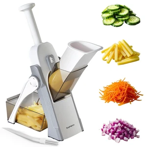 Safe Mandoline Slicer, Potato Slicer Maual Vegetable Chopper Adjustable Thickness Food Cutter, Kitchen Chopping Artifact for Cooking Meal Prep (Gray) Safe Mandoline Slicer, Potato Slicer Maual Vegetable Chopper Adjustable Thickness Food Cutter, Kitchen Chopping Artifact for Cooking Meal Prep (Gray)