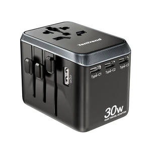 Universal Travel Adapter, 30W International Power Adapter with 4 USB-C & 1 USB-A Ports, European Travel Plug Adapter, Worldwide Travel Essentials for EU UK AUS USA Universal Travel Adapter, 30W International Power Adapter with 4 USB-C & 1 USB-A Ports, European Travel Plug Adapter, Worldwide Travel Essentials for EU UK AUS USA