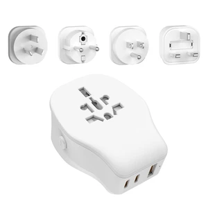 International Travel Adapter Set with 3 USB Ports 1 AC Socket, Includes Type B, I, G, E/F Detachable Attachments for Using in European Countries, Germany, Spain, Australia, UK (White) International Travel Adapter Set with 3 USB Ports 1 AC Socket, Includes Type B, I, G, E/F Detachable Attachments for Using in European Countries, Germany, Spain, Australia, UK (White)