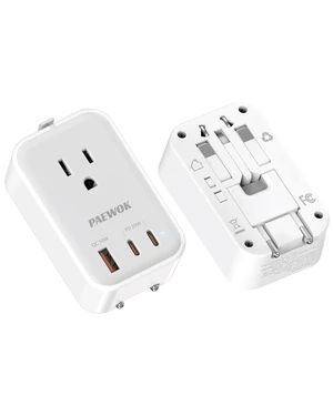 Travel Adapter, Mini Universal Travel Plug Adapter, US to European, UK | Type C G A I, Ultra Thin, PD 20W, 1 AC Outlet, 3 USB Fast Charging, International Plug Adaptor for Italy Spain, White Travel Adapter, Mini Universal Travel Plug Adapter, US to European, UK | Type C G A I, Ultra Thin, PD 20W, 1 AC Outlet, 3 USB Fast Charging, International Plug Adaptor for Italy Spain, White