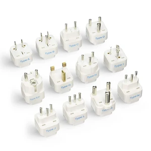 Travel Adapter with Types A-M Plugs, Travel Plug Adapter Set Compatible with Power Sockets in All Continents, Compact World International Plug Adaptor Kit, Set of 12,GP-12PK Travel Adapter with Types A-M Plugs, Travel Plug Adapter Set Compatible with Power Sockets in All Continents, Compact World International Plug Adaptor Kit, Set of 12,GP-12PK