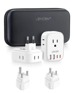Type C and Type D M Universal Travel Adapter Kit | with 4 Outlets 4 USB Ports(2 USB C), International Power Adapter Plug for Namibia India South Africa Europe Italy Spain Nepal Type C and Type D M Universal Travel Adapter Kit | with 4 Outlets 4 USB Ports(2 USB C), International Power Adapter Plug for Namibia India South Africa Europe Italy Spain Nepal
