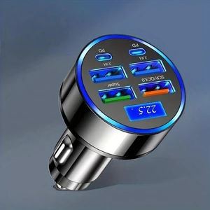 6-in-1 Ultra Fast Charging in-Car Device with Digital Display, QC3.0+2PD Fast Charge Plug & Play for iPhone/Samsung/Tablet (High-Power, Battery-Free) 6-in-1 Ultra Fast Charging in-Car Device with Digital Display, QC3.0+2PD Fast Charge Plug & Play for iPhone/Samsung/Tablet (High-Power, Battery-Free)