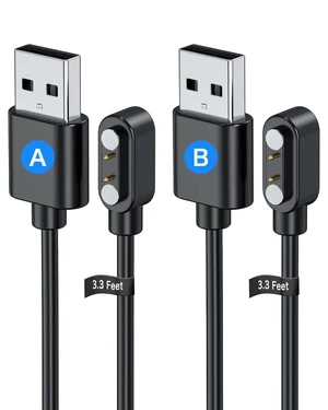 2 Pack Universal Smart Watch Charger Magnetic,Cable Contact 2 pin spacing 2.8mm,High Speed Safe Replacement USB Charger Cord,The magnets magnetism of the two cables is reversed,Model A + Model B 2 Pack Universal Smart Watch Charger Magnetic,Cable Contact 2 pin spacing 2.8mm,High Speed Safe Replacement USB Charger Cord,The magnets magnetism of the two cables is reversed,Model A + Model B