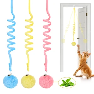 Hanging Fluffy Cat Catnip Ball Toys 3 Pcs with Bell, Interactive Cat Teaser Retractable Toys Indoor Kitten Play Chase Exercise Physical Stimulation Hanging Fluffy Cat Catnip Ball Toys 3 Pcs with Bell, Interactive Cat Teaser Retractable Toys Indoor Kitten Play Chase Exercise Physical Stimulation
