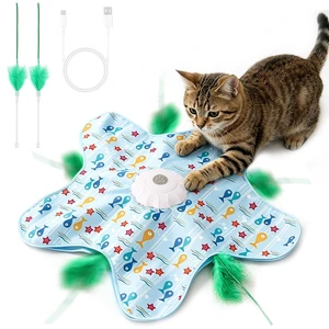 Interactive Cat Toys for Indoor Cats, Rechargeable Automatic Hide and Seek Moving Feather Kitten Toy with 2 Replaceable Wands, 3 Modes, 5-Min Auto-Sleep & Realistic Bird Sounds (Fish) Interactive Cat Toys for Indoor Cats, Rechargeable Automatic Hide and Seek Moving Feather Kitten Toy with 2 Replaceable Wands, 3 Modes, 5-Min Auto-Sleep & Realistic Bird Sounds (Fish)