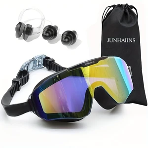 Electroplated Large Frame Swim Goggles for Adults - Anti-Fog UV400, HD Wide Angle, Silicone Leak-Proof, Non-Slip Strap, Triathlon Training, Competitive Swimming G2525-Black Electroplated Blue Suit Electroplated Large Frame Swim Goggles for Adults - Anti-Fog UV400, HD Wide Angle, Silicone Leak-Proof, Non-Slip Strap, Triathlon Training, Competitive Swimming G2525-Black Electroplated Blue Suit