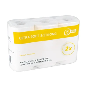 Premium Toilet Paper 6 Rolls, 430 Sheets per Roll, 2-Ply, 4x4 Inch Sheet Size Paper Towels- Highly Absorbent, Strong & Soft for Bathroom Kitchen Livingroom (6 Rolls) Premium Toilet Paper 6 Rolls, 430 Sheets per Roll, 2-Ply, 4x4 Inch Sheet Size Paper Towels- Highly Absorbent, Strong & Soft for Bathroom Kitchen Livingroom (6 Rolls)