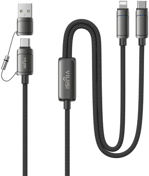 100W Fast Charging Cable 2-in-1 with USB-C & Lighting | Detachable Tip USB-C&A for iPhone 17/16/15/14, iPad, iPod, MacBook Pro/Air, Galaxy, Power 2 Devices at Once (3.94ft) 100W Fast Charging Cable 2-in-1 with USB-C & Lighting | Detachable Tip USB-C&A for iPhone 17/16/15/14, iPad, iPod, MacBook Pro/Air, Galaxy, Power 2 Devices at Once (3.94ft)