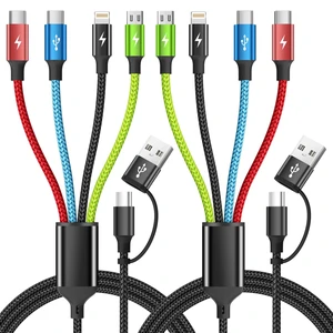 4 in 2 Multi Charging Cable, 2 Pack 5FT Dual Input Charging Cords | USB A & USB C Inputs with Dual USB C, IP & Micro Outputs, Travel Essentials, Phone Charger for Multiple Devices 4 in 2 Multi Charging Cable, 2 Pack 5FT Dual Input Charging Cords | USB A & USB C Inputs with Dual USB C, IP & Micro Outputs, Travel Essentials, Phone Charger for Multiple Devices