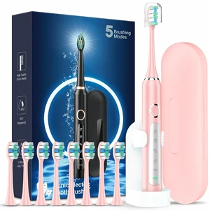 M5 Sonic Electric Toothbrush for Adults and Kids - Rechargeable Electric Toothbrush Kids Ages 12+ and Adults with 8 Brush Heads & Travel Case, 120 Days Battery Life - Pink M5 Sonic Electric Toothbrush for Adults and Kids - Rechargeable Electric Toothbrush Kids Ages 12+ and Adults with 8 Brush Heads & Travel Case, 120 Days Battery Life - Pink