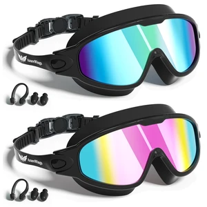 Swim Goggles 2 Pack, Wide View Anti Fog&UV Swimming Goggles for Audlt, No Leaking Swim Glasses for Men Women(Blue+Silver) Swim Goggles 2 Pack, Wide View Anti Fog&UV Swimming Goggles for Audlt, No Leaking Swim Glasses for Men Women(Blue+Silver)