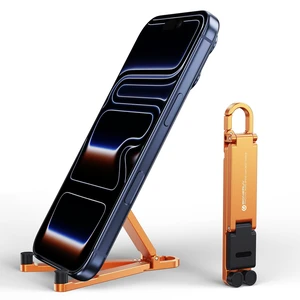 Portable Foldable Pocket Phone Stand with Keychain for Desk TravelOrange | Mini aluminum, adjustable kickstand, lightweight metal, slim compact for office, plane Portable Foldable Pocket Phone Stand with Keychain for Desk TravelOrange | Mini aluminum, adjustable kickstand, lightweight metal, slim compact for office, plane