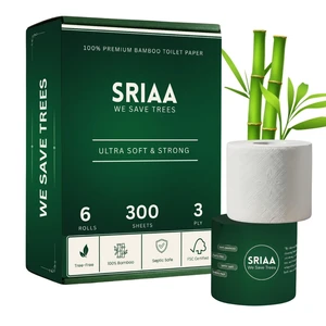 Premium 100% Bamboo Tree-Free Toilet Paper, 6 Mega Rolls, 3-Ply, 300 Sheets per Roll, Septic Safe, Plastic & PFAS Free, FSC Certified Premium 100% Bamboo Tree-Free Toilet Paper, 6 Mega Rolls, 3-Ply, 300 Sheets per Roll, Septic Safe, Plastic & PFAS Free, FSC Certified