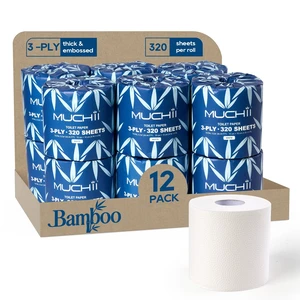 Bamboo Toilet Paper 3-Ply, Septic Safe Bath Tissue, 12 Rolls, White | Soft and Absorbent Tree Free Toilet Paper, Dye-Free Tissue, 320 Sheets Per Roll for Bathroom, Boat, RV, Bathroom Tissue Bamboo Toilet Paper 3-Ply, Septic Safe Bath Tissue, 12 Rolls, White | Soft and Absorbent Tree Free Toilet Paper, Dye-Free Tissue, 320 Sheets Per Roll for Bathroom, Boat, RV, Bathroom Tissue