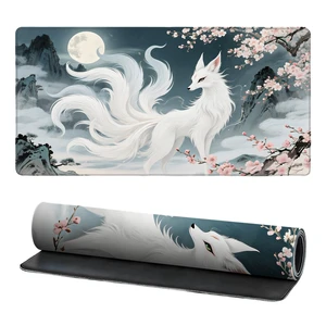 Chinese Style Fox Gaming Mouse Pad, XXL Cherry Blossom Desk Mat | 31.5"X15.7" Waterproof Non-Slip Desk Pad with Stitched Edges for Office Computer Keyboard Laptop Home Chinese Style Fox Gaming Mouse Pad, XXL Cherry Blossom Desk Mat | 31.5"X15.7" Waterproof Non-Slip Desk Pad with Stitched Edges for Office Computer Keyboard Laptop Home