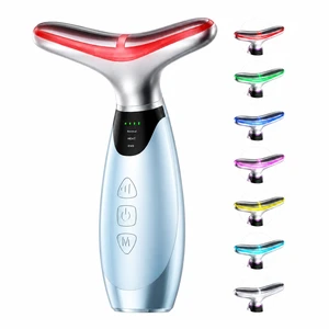 Facial Massager, 7 Colors Red Light Therapy for Face and Neck, Blue | Face Lift Device with 113°F Heating Vibration , 3 Modes & 4 Adjustable Intensities for Multi Skin Care, Face culpting Wand Facial Massager, 7 Colors Red Light Therapy for Face and Neck, Blue | Face Lift Device with 113°F Heating Vibration , 3 Modes & 4 Adjustable Intensities for Multi Skin Care, Face culpting Wand